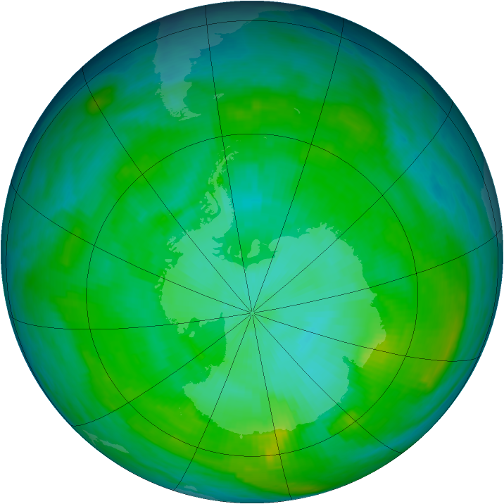 Antarctic ozone map for 01 February 1979